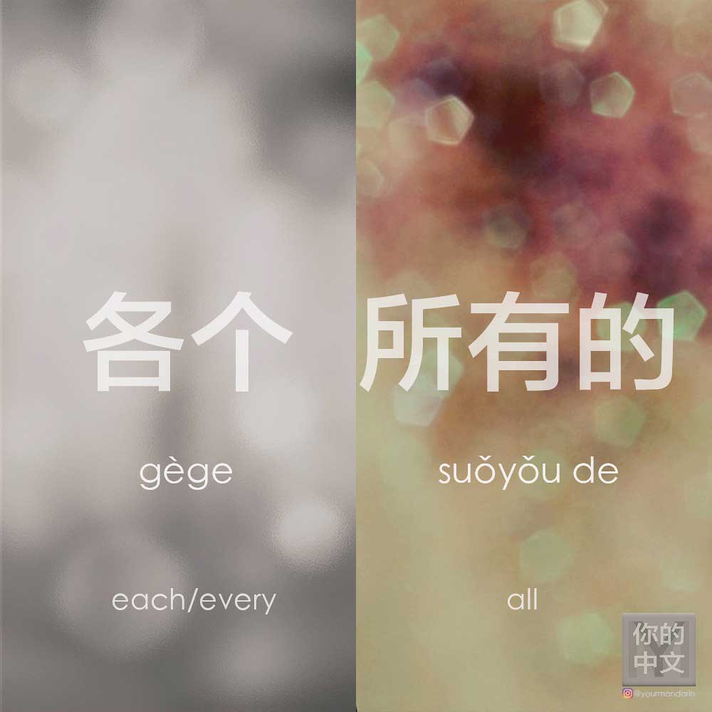 “All” vs. “every” in Chinese